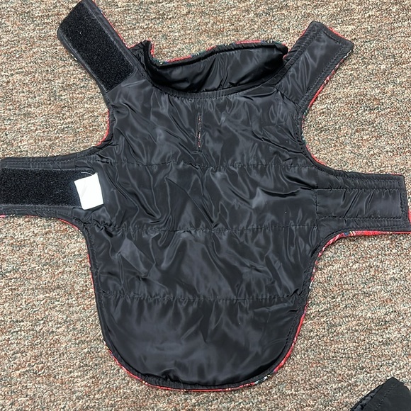 NEW REVERSIBLE Dog Coat size S small Plaid Red Black green blue yellow - Picture 3 of 4